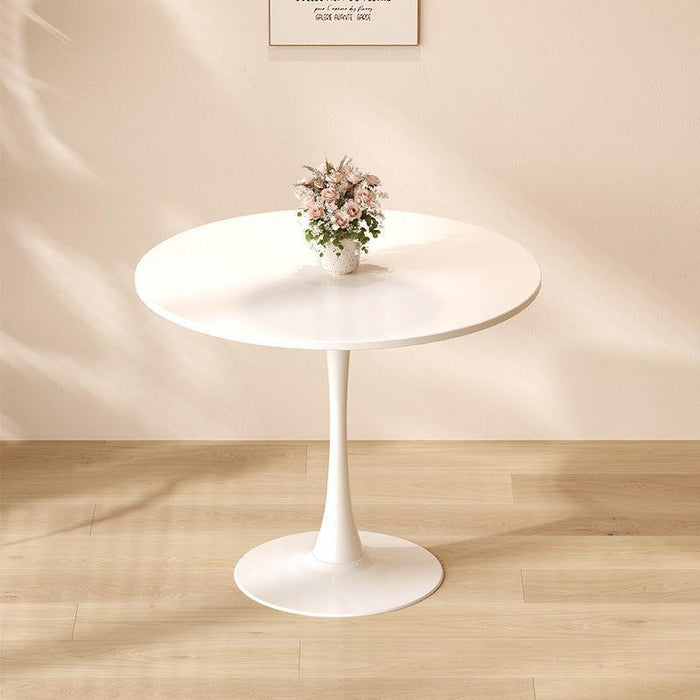 White Round Table, Modern Dining Table, MDF Top and Steel B0ase Tulip Round Kitchen Table, Mid Century Coffee Table for Living Room 24 Inch. - DTYStore