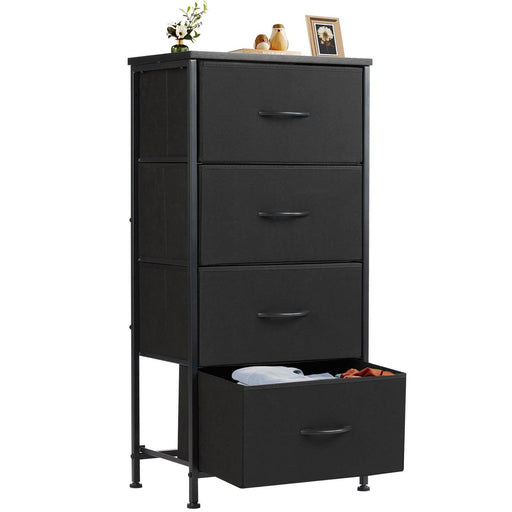 Drawers Dresser Chest of Drawers,Metal Frame and Wood Top,4bc,Black - DTYStore