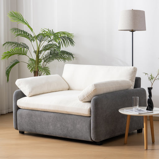 50*43" Oversized Chenille Single Sofa Chair,Wide and Deep Seat Accent Chair,Modern Upholstered Comfy Armchair,Color Blocking Couch Lounge with Pillows for Living Room,Apartment,Bedroom,3 Colors - DTYStore