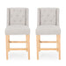 Vienna Contemporary Fabric Tufted Wingback 27 Inch Counter Stools, Set of 2, Light Gray, Natural - DTYStore