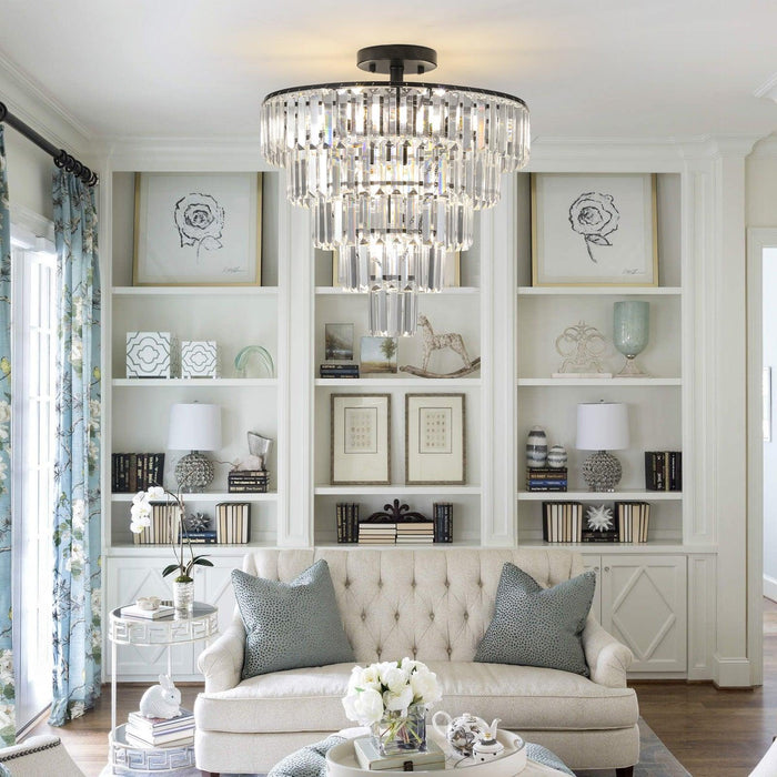 Black large crystal chandelier, modern style chandelier, dining room, living room, bedroom (Bulbs Not Included) - DTYStore