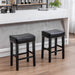 A&A Furniture,Counter Height 26" Bar Stools for Kitchen Counter Backless Faux Leather Stools Farmhouse Island Chairs (26 Inch, Black, Set of 2)