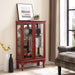 2 Doors Curio Cabinet with Tempered Glass Doors and Mirrored Back Panel, Lighted Display Cabinet for Home and Office