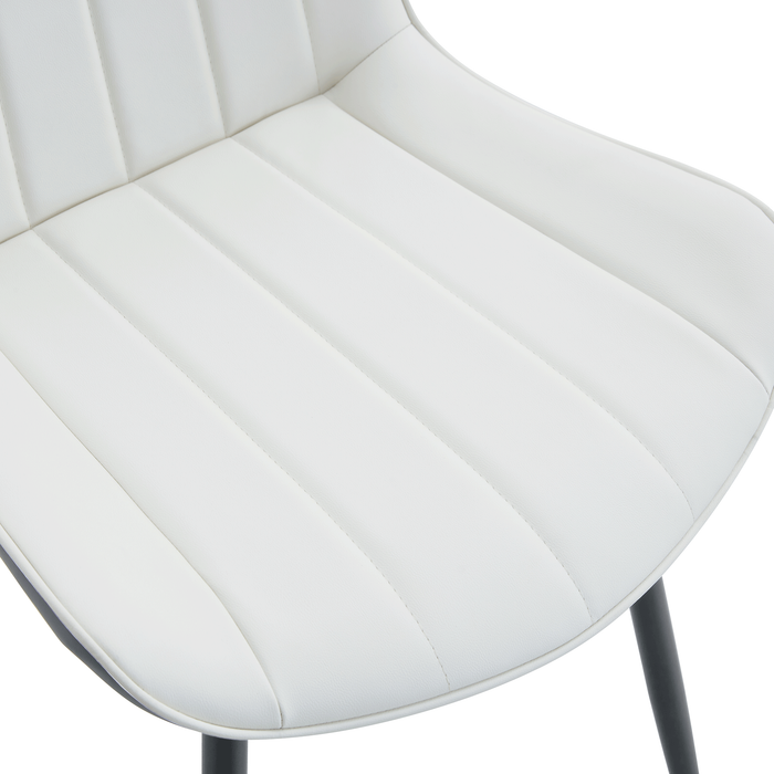 Extended Seat Cushion PU Dining Chair Set - Four Pieces.Smooth line design.Can integrate well into various modern home decoration styles.White and Dark Gray Splicing Colors. - DTYStore