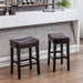 A&A Furniture,Counter Height 26" Bar Stools for Kitchen Counter Backless Faux Leather Stools Farmhouse Island Chairs (26 Inch, Brown, Set of 2)