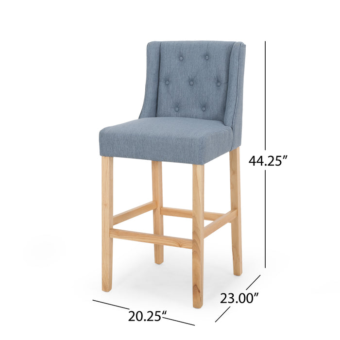 Vienna Contemporary Fabric Tufted Wingback 31 Inch Counter Stools, Set of 2, Light Blue and Natural - DTYStore