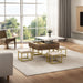 Modern Square Lift-Top Coffee Table Set with Storage & 4 Ottomans White & Walnut - DTYStore
