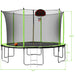 15FT Trampoline with Basketball Hoop Inflator and Ladder(Inner Safety Enclosure) Green - DTYStore