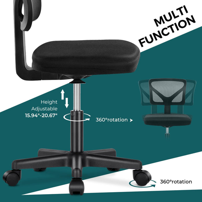 Armless Desk Chair Small Home Office Chair with Lumbar Support - DTYStore