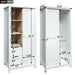 Bedroom Storage Wardrobe with Hanging Rods and 2 Drawers and Open Shelves,Sliding Door,White