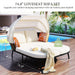 TOPMAX 74.8" L Patio Daybed with Retractable Canopy, Outdoor Rattan PE Wicker Back Loveseat Sofa Set with Throw Pillows and Cushions for Backyard, Poolside, Garden, Beige