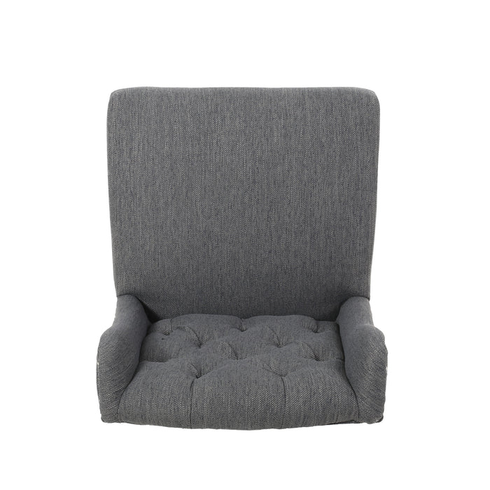 Vienna Contemporary Fabric Tufted Wingback 27 Inch Counter Stools, Set of 2, Charcoal and Dark Brown - DTYStore