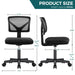 Armless Desk Chair Small Home Office Chair with Lumbar Support - DTYStore
