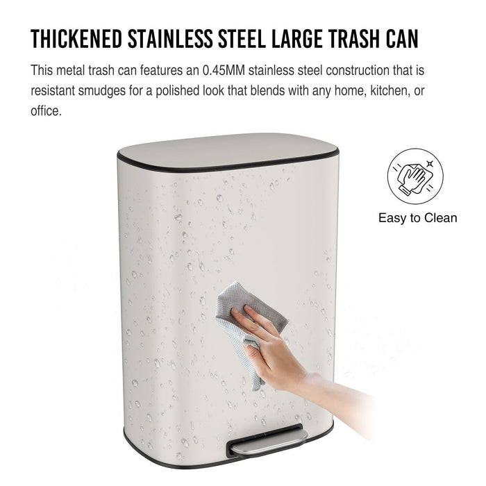 13 Gallon 50L Kitchen Foot Pedal Operated Soft Close Trash Can - Stainless Steel Ellipse Bin