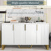 Modern Sideboard with Four Doors, Metal Handles & Legs, Adjustable Shelves Kitchen Cabinet