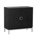 Simple Storage Cabinet Accent Cabinet with Solid Wood Veneer and Metal Leg Frame for Living Room, Entryway, Dining Room (Black)