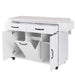 Kitchen Island with Trash Can Storage Cabinet, Kitchen Cart with Drop Leaf, Spice Rack, Towel Rack and Drawer, Rolling Kitchen Island on Wheels with Adjustable Shelf, White - DTYStore