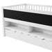 Twin Size Wood Low Loft Bed with Storage Shelves, Blackboard and Trundle, White - DTYStore