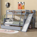Twin over Full Bunk Bed with 2 Drawers, Slide, Shelves, Ladder, Rubber Wood Bunk Bed with Slide, Drawers,Grey(Old Sku:W504S00061) - DTYStore