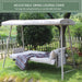 Outdoor Patio 3 seaters Metal Swing Chair Swing bed with Cushion and Adjustable Canopy Champagne Color - DTYStore