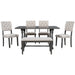 TREXM 6-Piece Dining Table and Chair Set with Special-shaped Legs and Foam-covered Seat Backs&Cushions for Dining Room (Gary)