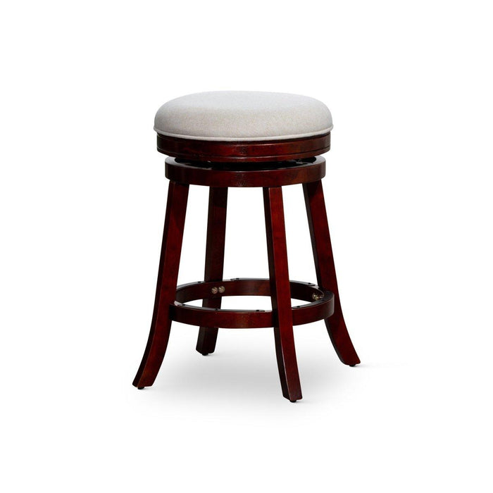 Creede Backless Fabric Swivel Stool, 24" Counter or 30” Bar Stool 24" Counter Height Cherry Beige Fabric