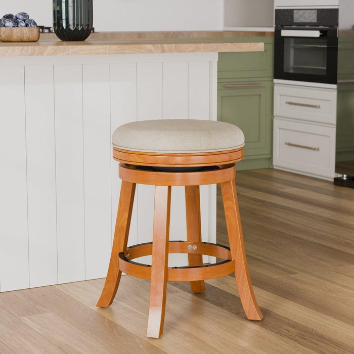 Creede Backless Fabric Swivel Stool, 24" Counter or 30” Bar Stool