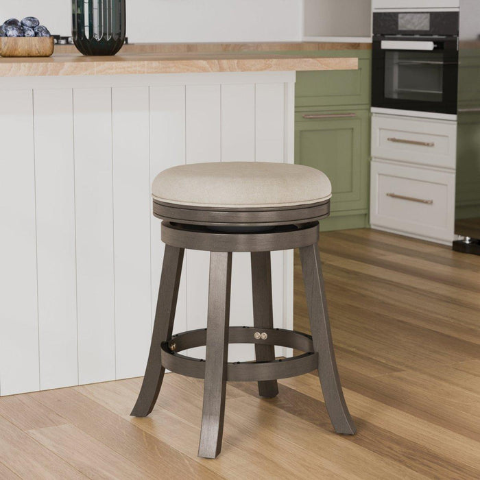 Creede Backless Fabric Swivel Stool, 24" Counter or 30” Bar Stool