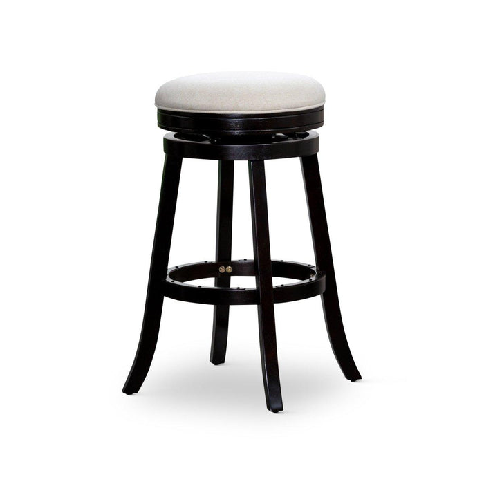 Creede Backless Fabric Swivel Stool, 24" Counter or 30” Bar Stool 24" Counter Height Espresso Beige Fabric