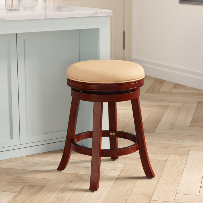 Creede Bonded Leather Backless Swivel Stool, 24" Counter or 30” Bar Stool