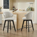 008-Wing Back Swivel Bar Stools Set of 2 - 25' Counter Height Adjustable Stools with Solid Wood Legs & Chenille Upholstery, Leveling Feet for Kitchen Island, Home Pub or Dining Room, White - DTYStore