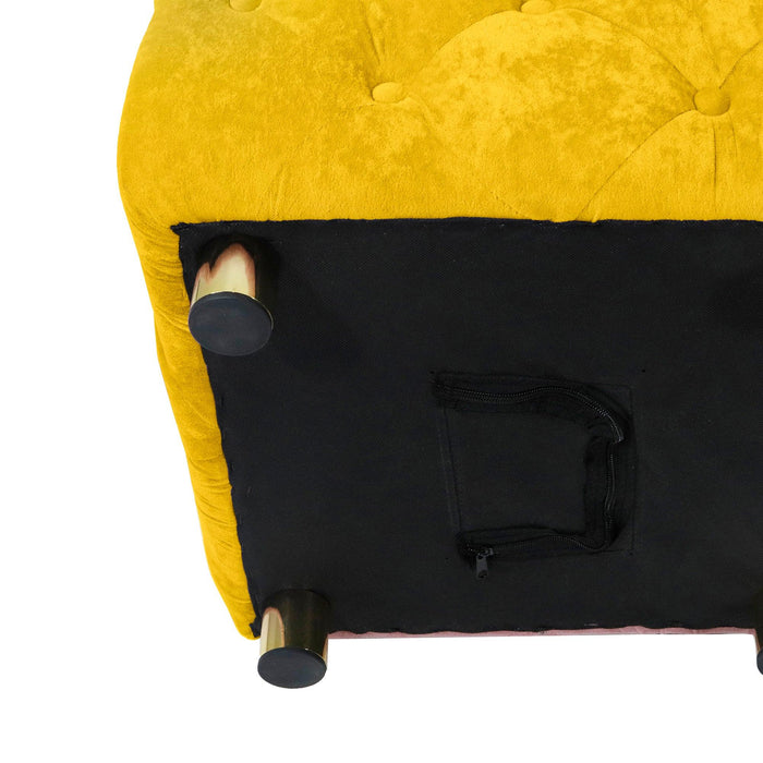 Yellow Modern Velvet Upholstered Ottoman, Exquisite Small End Table, Soft Foot Stool,Dressing Makeup Chair, Comfortable Seat for Living Room, Bedroom, Entrance