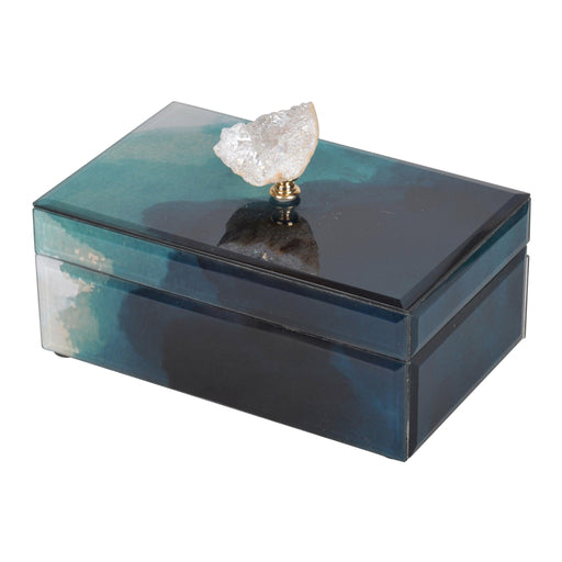 8.5" x 5" x 5" Bethany Aqua Jewelry Box, Stackable Decorative Storage Boxes With Lids - DTYStore