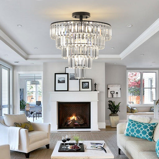 Black large crystal chandelier, modern style chandelier, dining room, living room, bedroom (Bulbs Not Included) - DTYStore