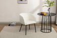 039-Set of 1 Boucle Fabric Dining Chair With Black Metal Legs,Ivory - DTYStore