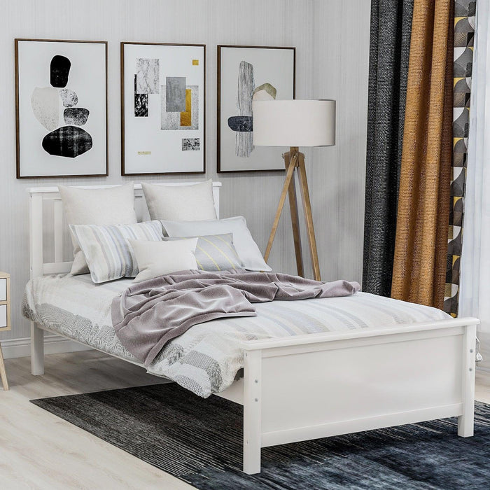 Wood Platform Bed with Headboard, Footboard and Wood Slat Support