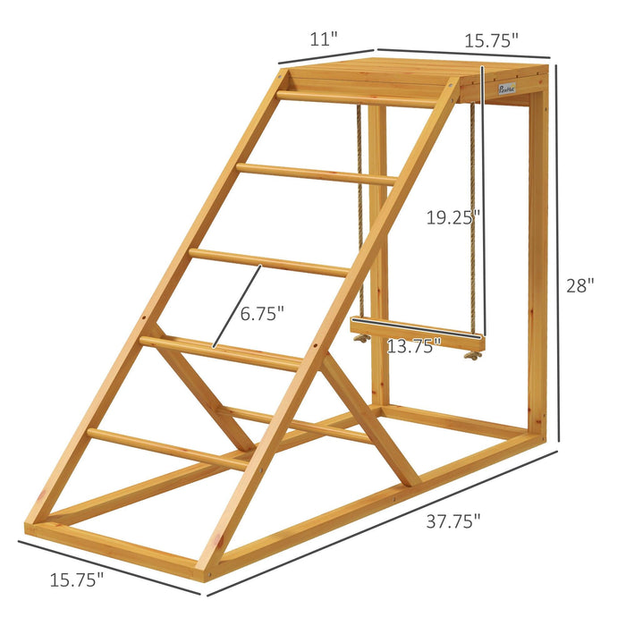 Chicken Activity Play for Healthy & Happy Animals, Swing Set with Chicken Perches & Hen Ladder, Chicken Coop Toy, Yellow