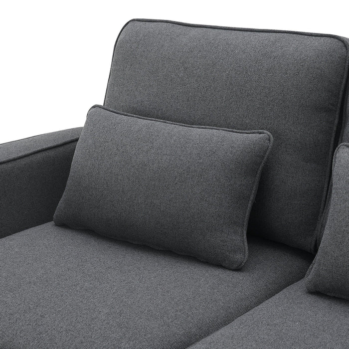 Modern Linen Fabric Sofa with Armrest Pockets and Pillows, Minimalist Style Couch