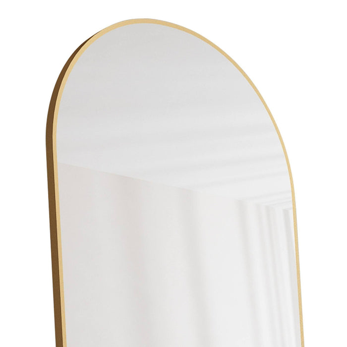 The 1st Generation of Floor Mounted Full Length Mirrors. Aluminum alloy metal frame arched wall mirror, bathroom makeup mirror, bedroom porch, wall mounted. Gold 60 "* 16.5"