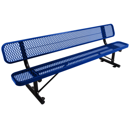 8 ft. Outdoor Steel Bench with Backrest BLue - DTYStore