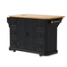 56 inch Kitchen Island with Rubber Wood Veneer Drop Leaf, Power Outlet, 4 Door Shelves, Embossed Vertical Stripe Rolling Kitchen Cart on 4 Wheels with 6 Deep Drawers for Kitchen, Dining Room,Black - DTYStore