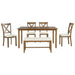 6-Piece Kitchen Dining Table Set Wooden Rectangular Table, 4 Chairs and Bench Family Furniture