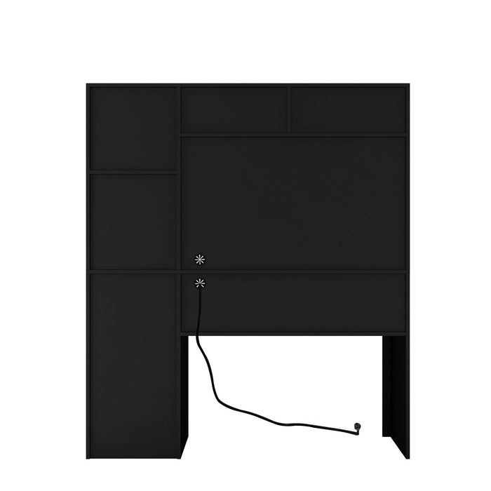 Computer Desk with Hutch & Bookshelf,Wood Executive Desk Teens Student Desk Writing Laptop Home Office Desk with Drawers,3 AC Outlets and 2 USB Charging Ports,Study Laptop Table for Home(Black) - DTYStore
