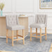 Vienna Contemporary Fabric Tufted Wingback 27 Inch Counter Stools, Set of 2, Light Gray, Natural - DTYStore