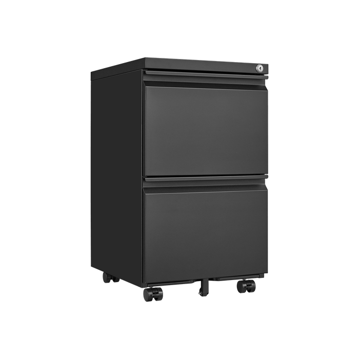 2 Drawer File Cabinet with Lock, Metal Under Desk Rolling Filing Cabinet fits Letter/Legal/A4 Size for Home Office, Mobile Filing Cabinet, Assemble Required, Black - DTYStore