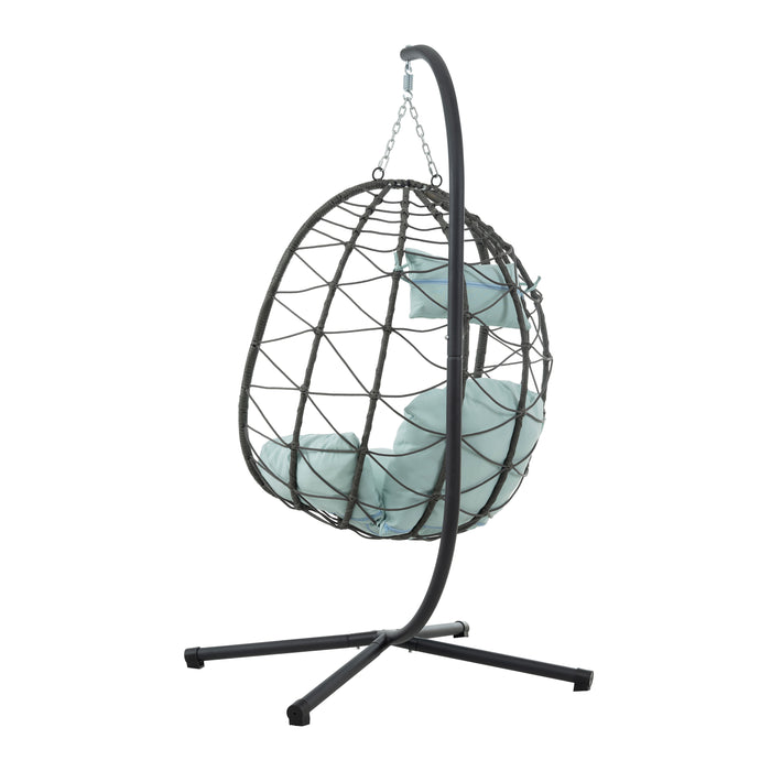 Egg Chair with Stand Indoor Outdoor Swing Chair Patio Wicker Hanging Egg Chair Hanging Basket Chair with Stand for Bedroom Living Room Balcony - DTYStore