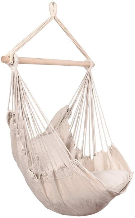 Hammocks Hanging Rope Hammock Chair Swing Seat with Two Seat Cushions and Carrying Bag, Natural - DTYStore