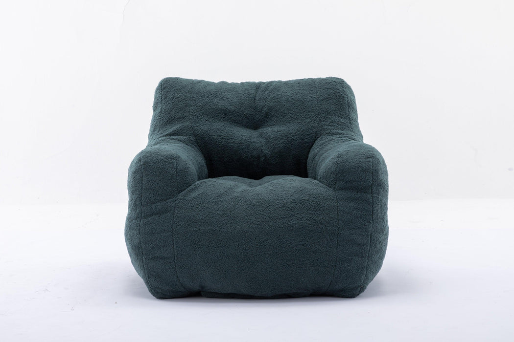 010-Soft Teddy Fabric Tufted Foam Bean Bag Chair With Teddy Fabric Green