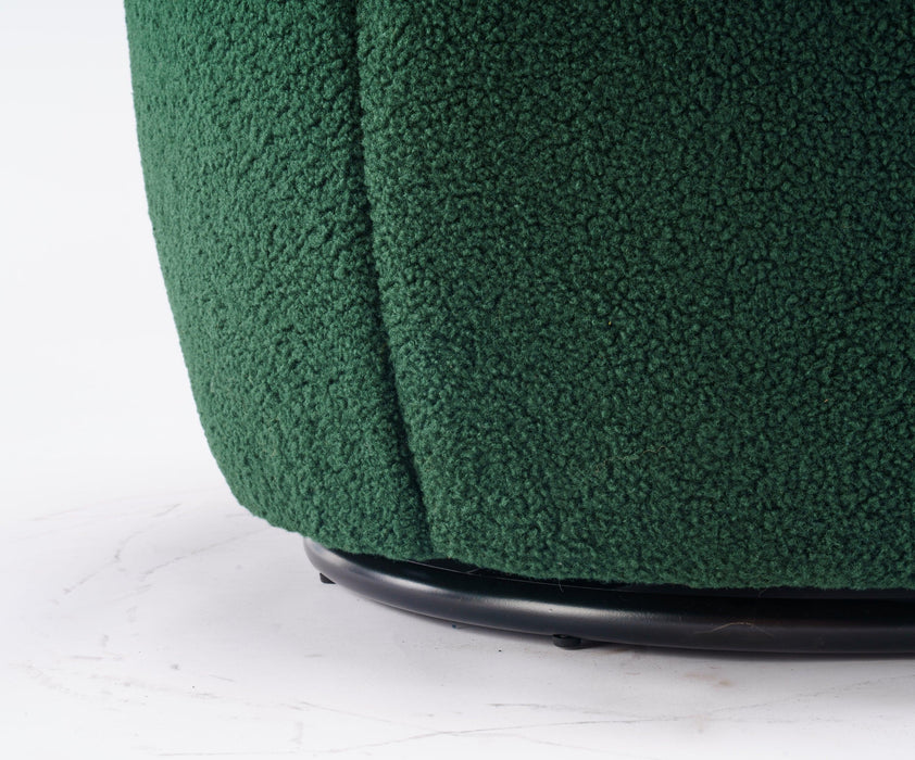 Teddy Fabric Swivel Accent Armchair Barrel Chair With Black Powder Coating Metal Ring,Dark Green