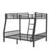 Full XL Over Queen Metal Bunk Bed with Ladder and Slats Support for Adults Teens, Black